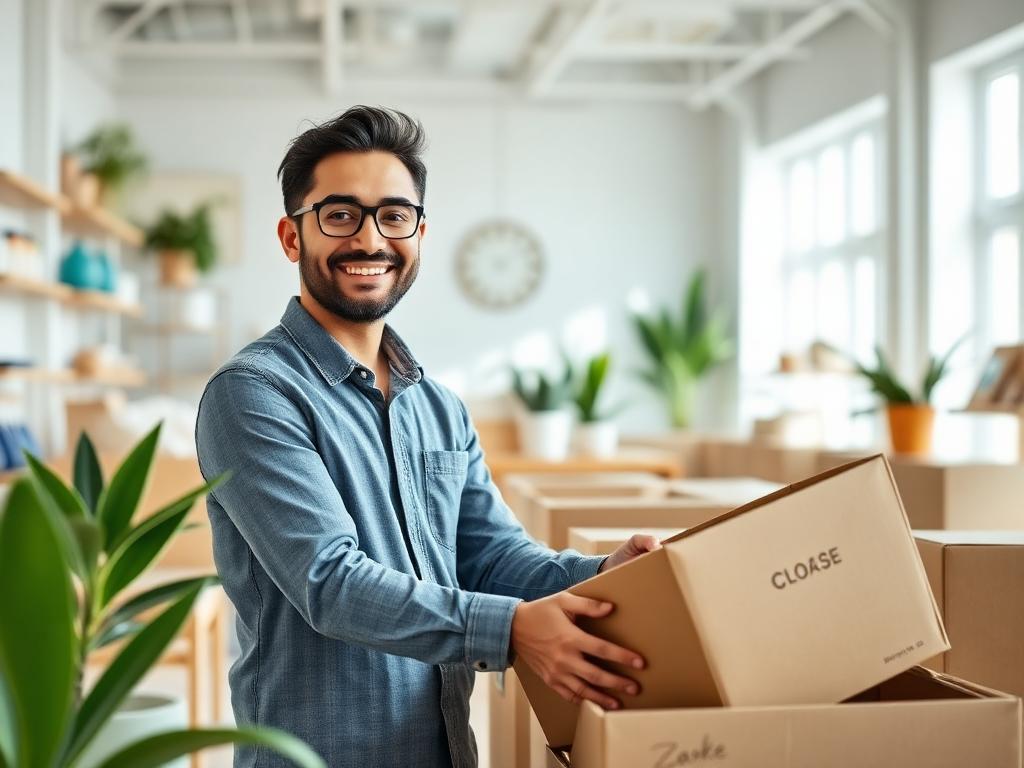 Owner unpacking inventory after funding